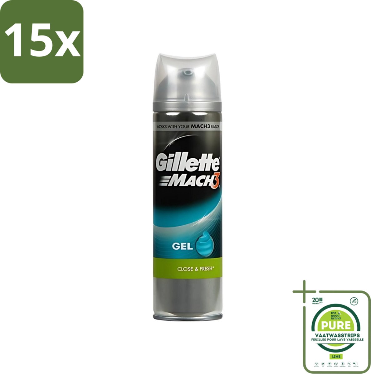 15 x Gillette - Mach3 - Scheergel - Complete Defense Extra Comfort - Verzorgend - 200 ml - Grootverpakking - Scheergel - Scheren - Huid Verzorging - Comfortabel Scheren - Gevoelige Huid
