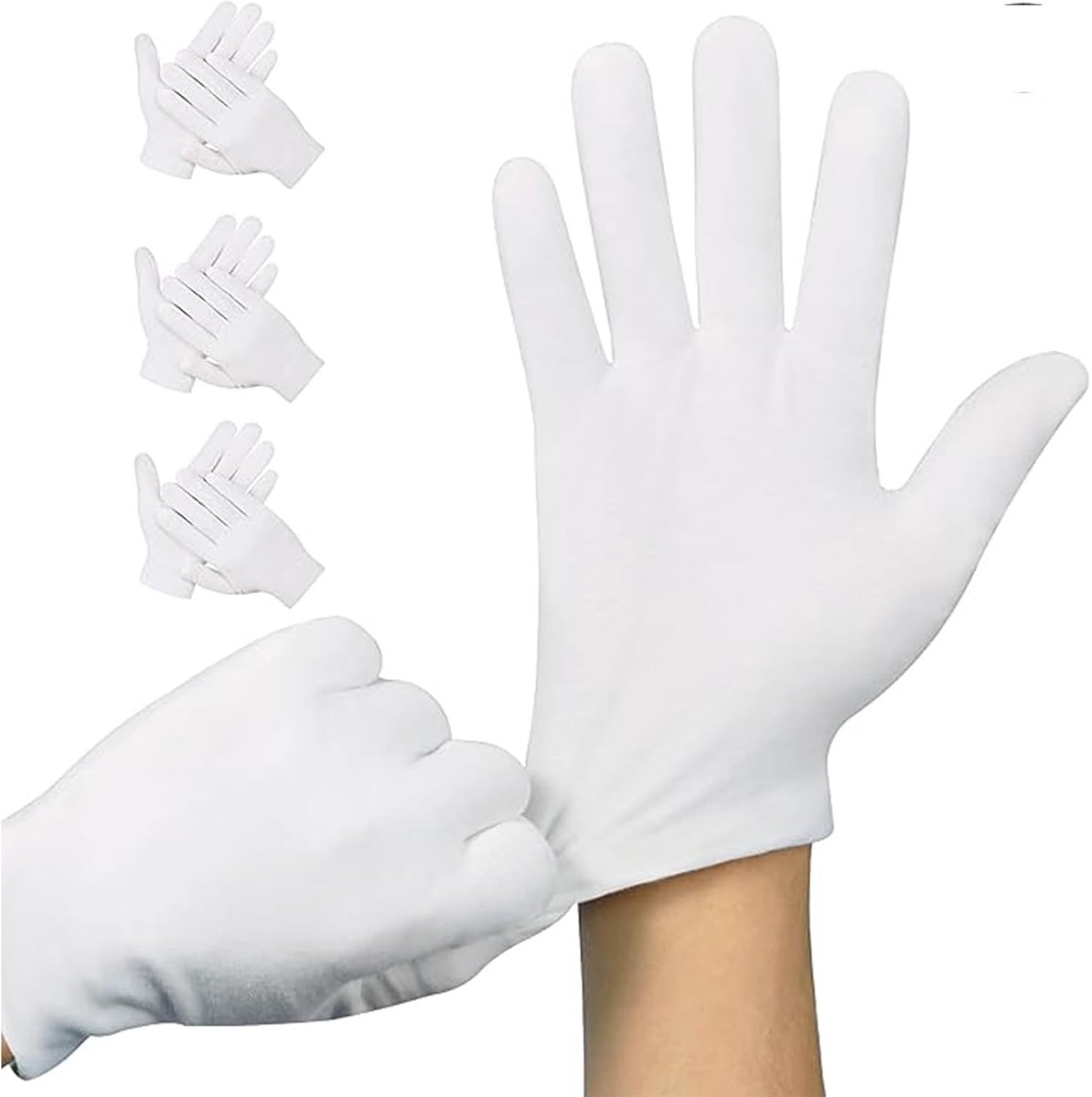 Hydraterende Katoenen Handschoenen voor Droge Huid, Elastische Stoffen Handschoenen - Ideaal voor Cosmetica en Eczeem, 3 Paar