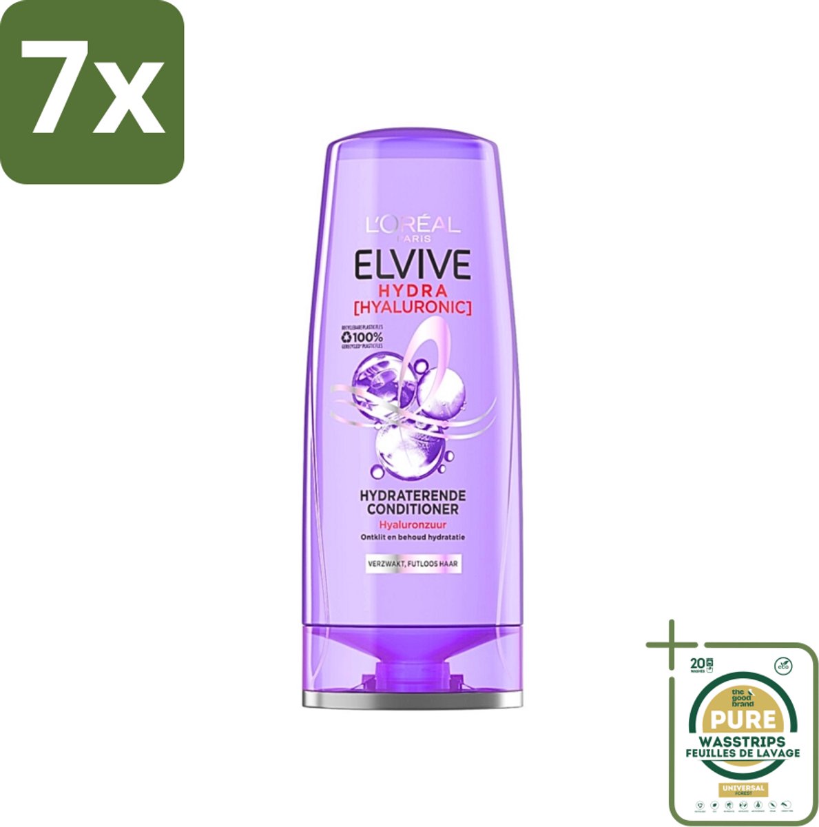 7 x L'Oréal Paris Elvive Hydra Hyaluronic - Conditioner - Hydraterend - 200 ml - Grootverpakking - Hydra Hyaluronic Conditioner - Hyaluronzuur Conditioner - Hydraterend Haar - Langdurige Hydratatie - Zacht Haar