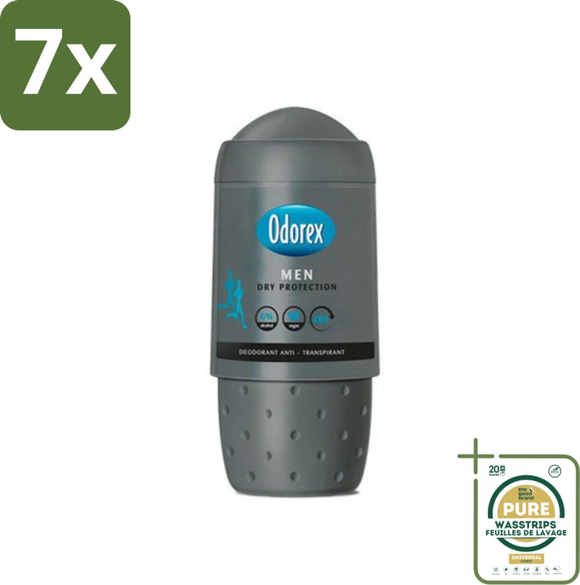 7 x Odorex Deodorant Roller For Men Dry Protection 50 ml - Grootverpakking - Mannelijke Deodorant - Anti-transpiratie - Zweetbescherming - Alcoholvrije Deodorant - Droge Oksels