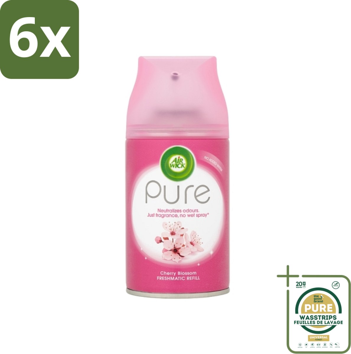 Air Wick - Luchtverfrisser Navulling - Kersenbloesem - Automatische Spray - 250 ml - Voordeelverpakking - 6 stuks - Geur - Geurverspreiding