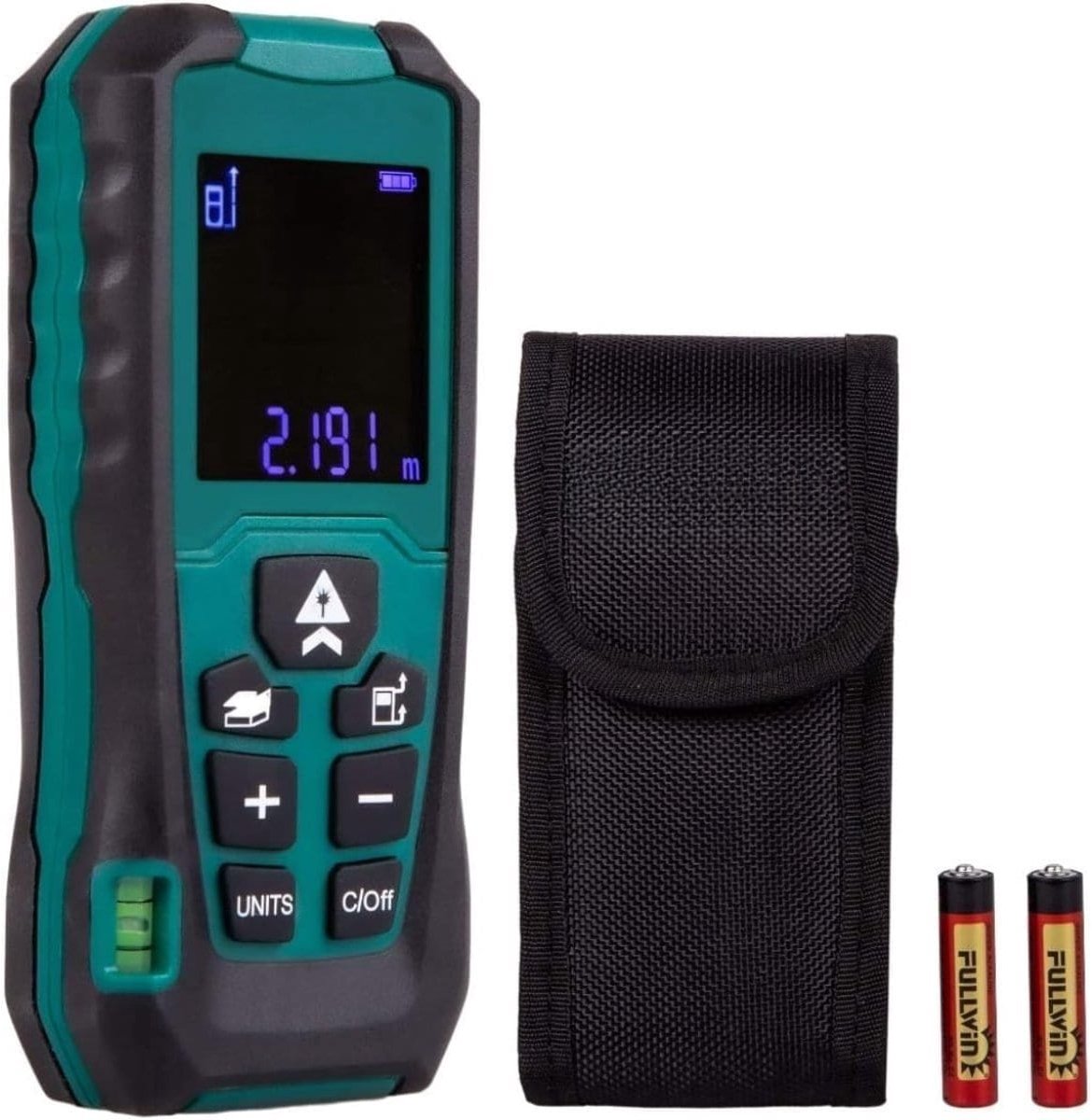 Klarven® Lasermeter - Afstandmeter tot 40 meter - Snel en nauwkeurig meten met één druk op de knop - Compact en draagbaar - Groen - B 19 x D 13 cm