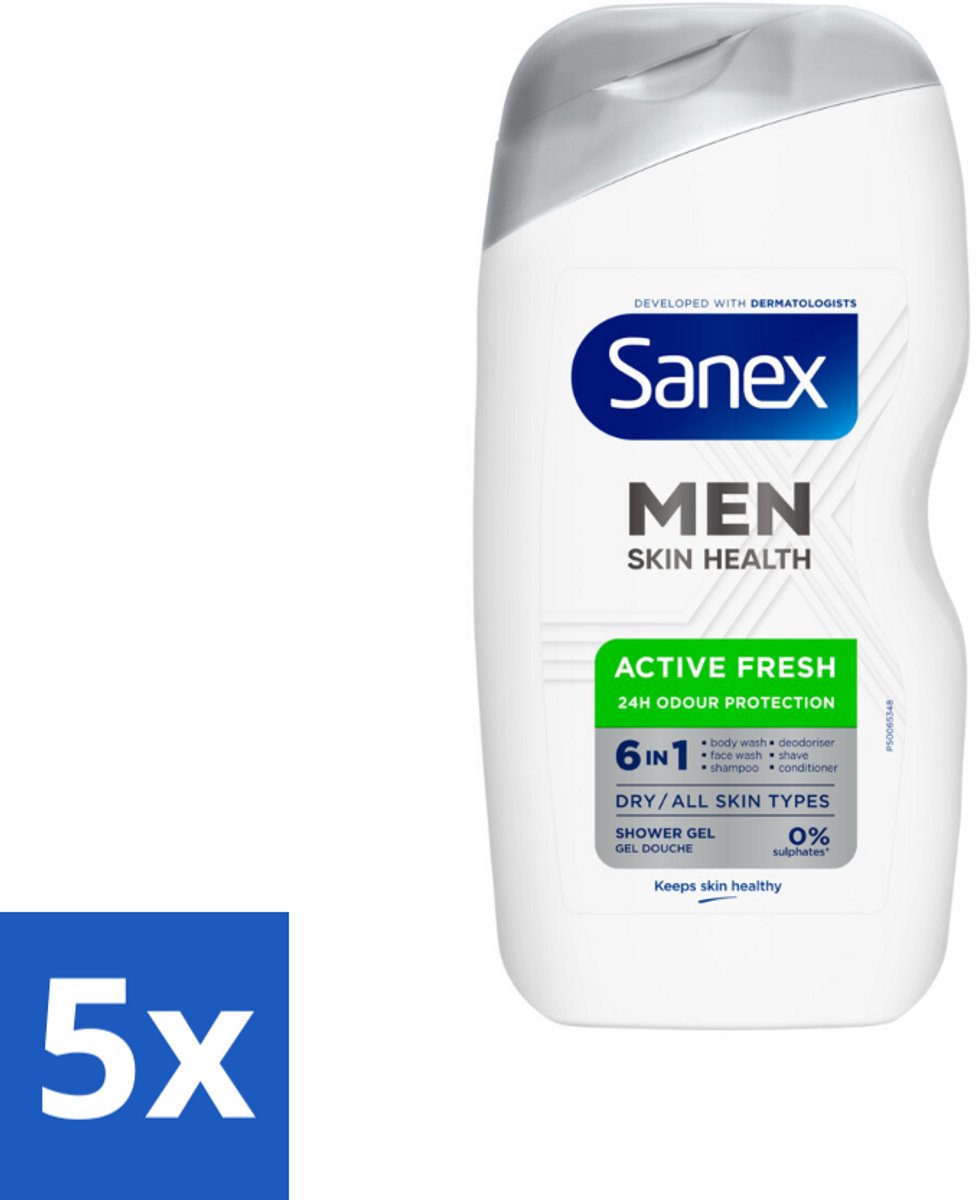 Sanex – Douchegel – Men Active Fresh – 400 ml - Bulkverpakking - 5 stuks