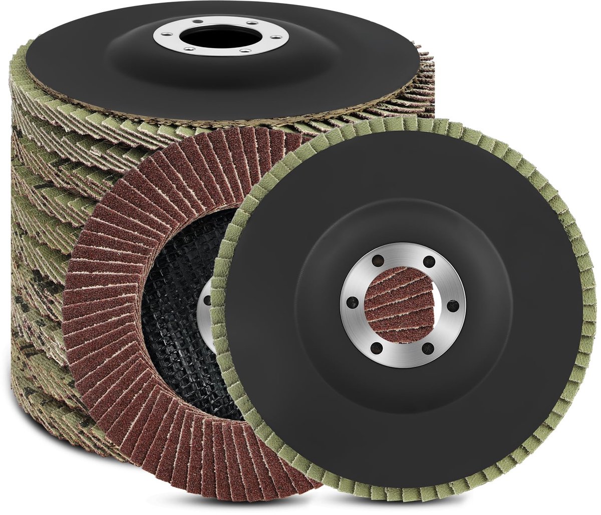 Flintronic 10-delige lamellenschijven, Ø125mm x 22mm korrel 40/60/80/120 gemengde set, ventilatorschijven - ShopVlot