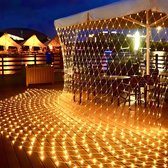 Netverlichting Buiten - Lichtnetten - Warm wit - 3 x 2 meter - 200 LED's - met 8 modi - Net Kerstverlichting - Kerstnet Lichtgordijn - Geheugenfunctie - Buitenverlichting - voor Garden Yard Party Decor