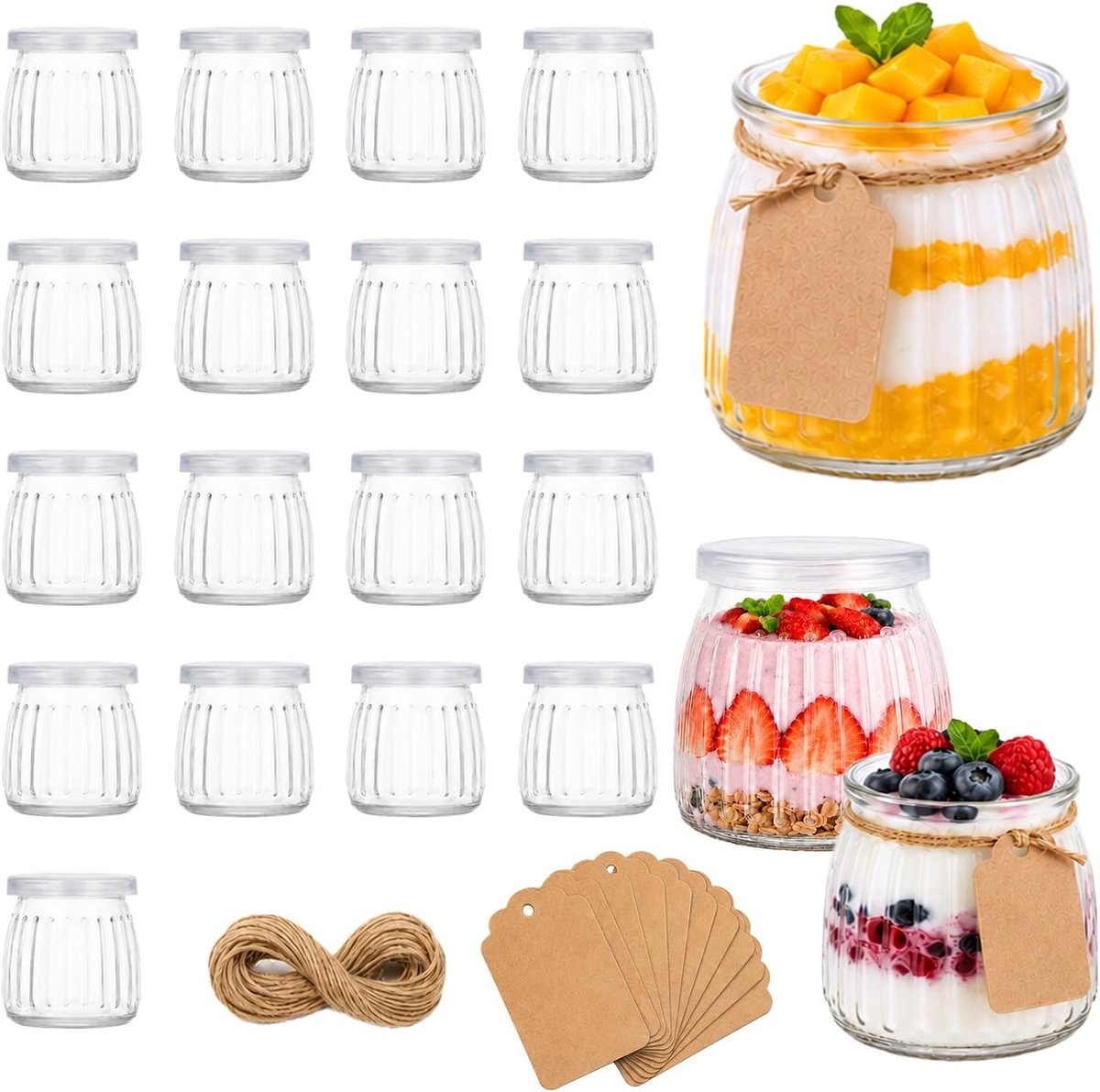 Transparante dessertglazen set van 20 stuks voor feestelijke gelegenheden en desserts