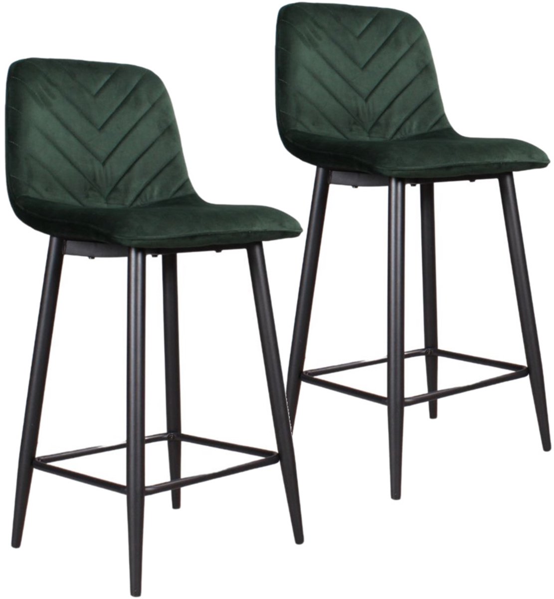DS4U® - Gaby barkruk 65 cm - Set van 2 - Groen - Velvet