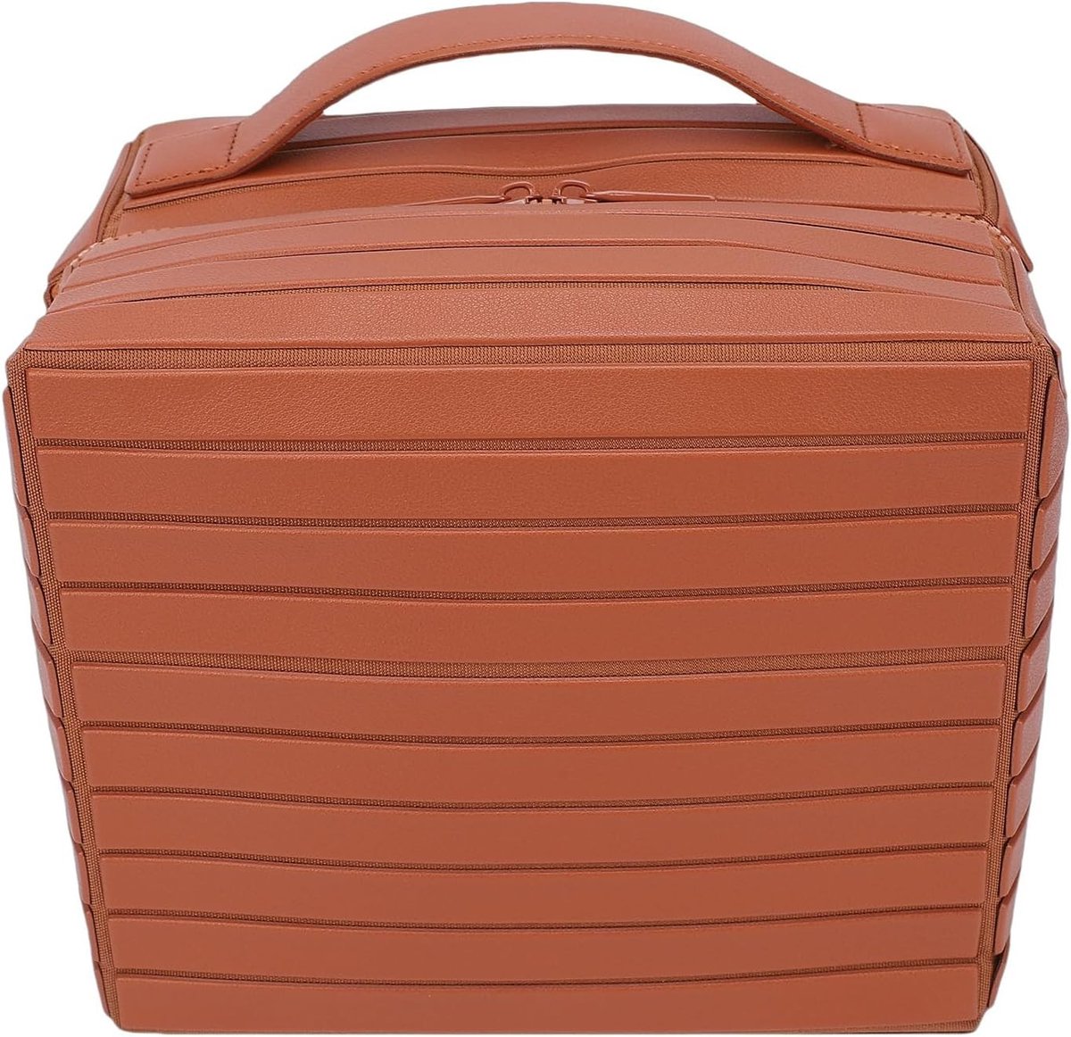 Vouwbare Make-up Tas met Grote Capaciteit voor Reizen, Cosmetica Organizer met Rits en Meerdere Compartimenten voor Vrouwen, Ideaal voor Gym en Zakenreizen, Bruin, Casual