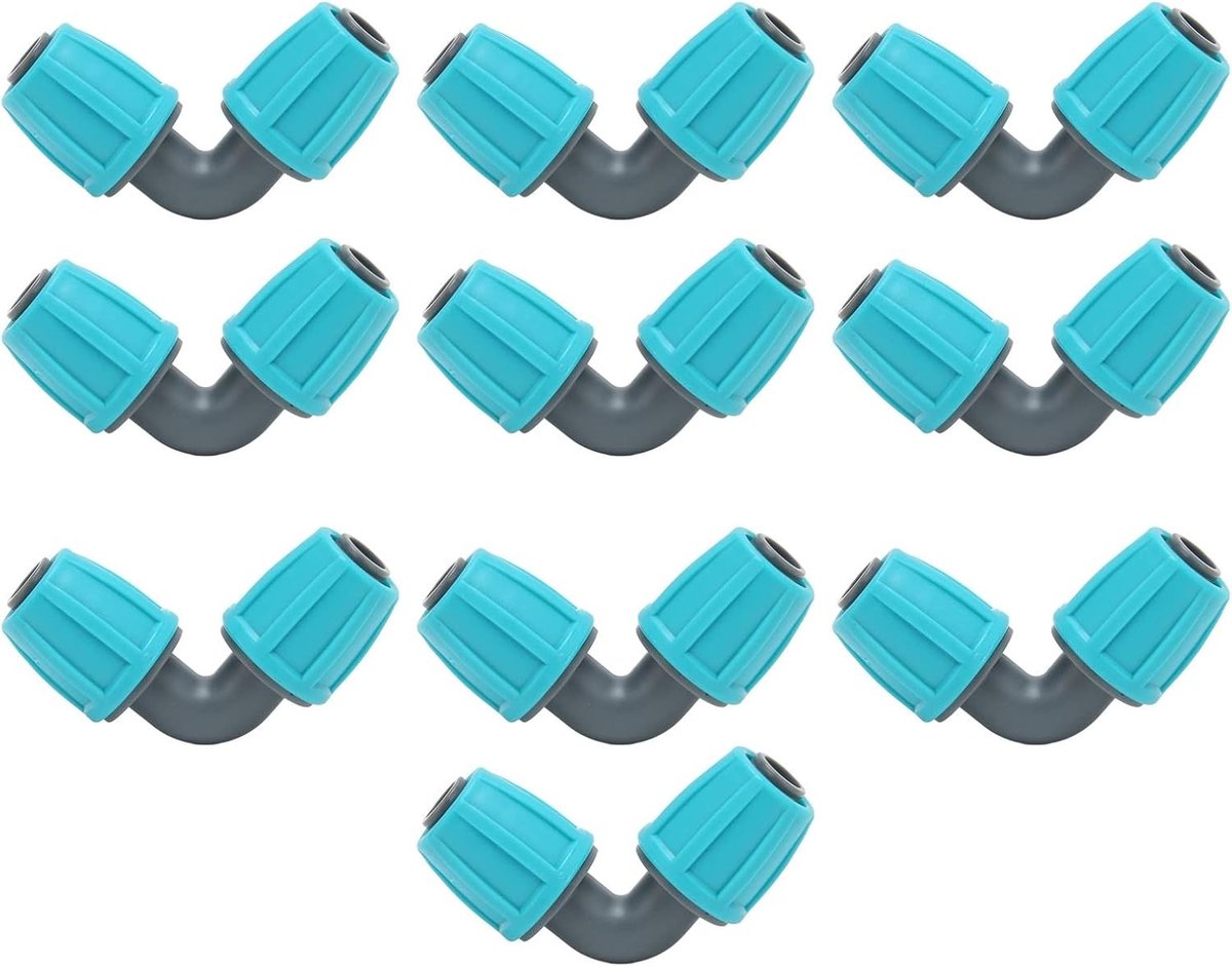 10 Stuks Drip Irrigation Fittingen, 16mm Lock Elbow Adapter voor Tuin en Landbouw, PE Slang Verbinder en Hoekstuk 90°