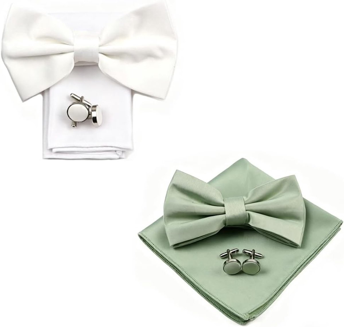 Stijlvol Groene Strik en Zakdoek Set voor Mannen, Perfect voor Feestelijke Gelegenheden en Bruiloften