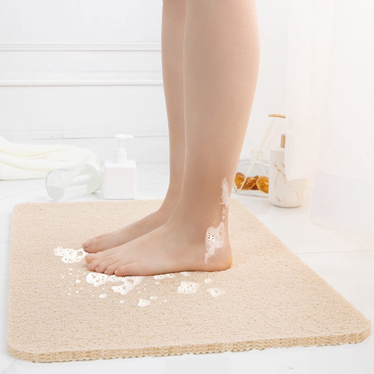Elzusha - Antislip PVC Badmat 50x80cm met Loofah Ontwerp