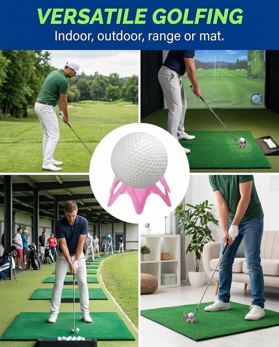 Herbruikbare en duurzame golftees (15 stuks) voor Driving Range en matten, onbreekbaar met hoogtemarkeringssysteem en 4-puntige kop van gerecycled kunststof — afbeelding 3