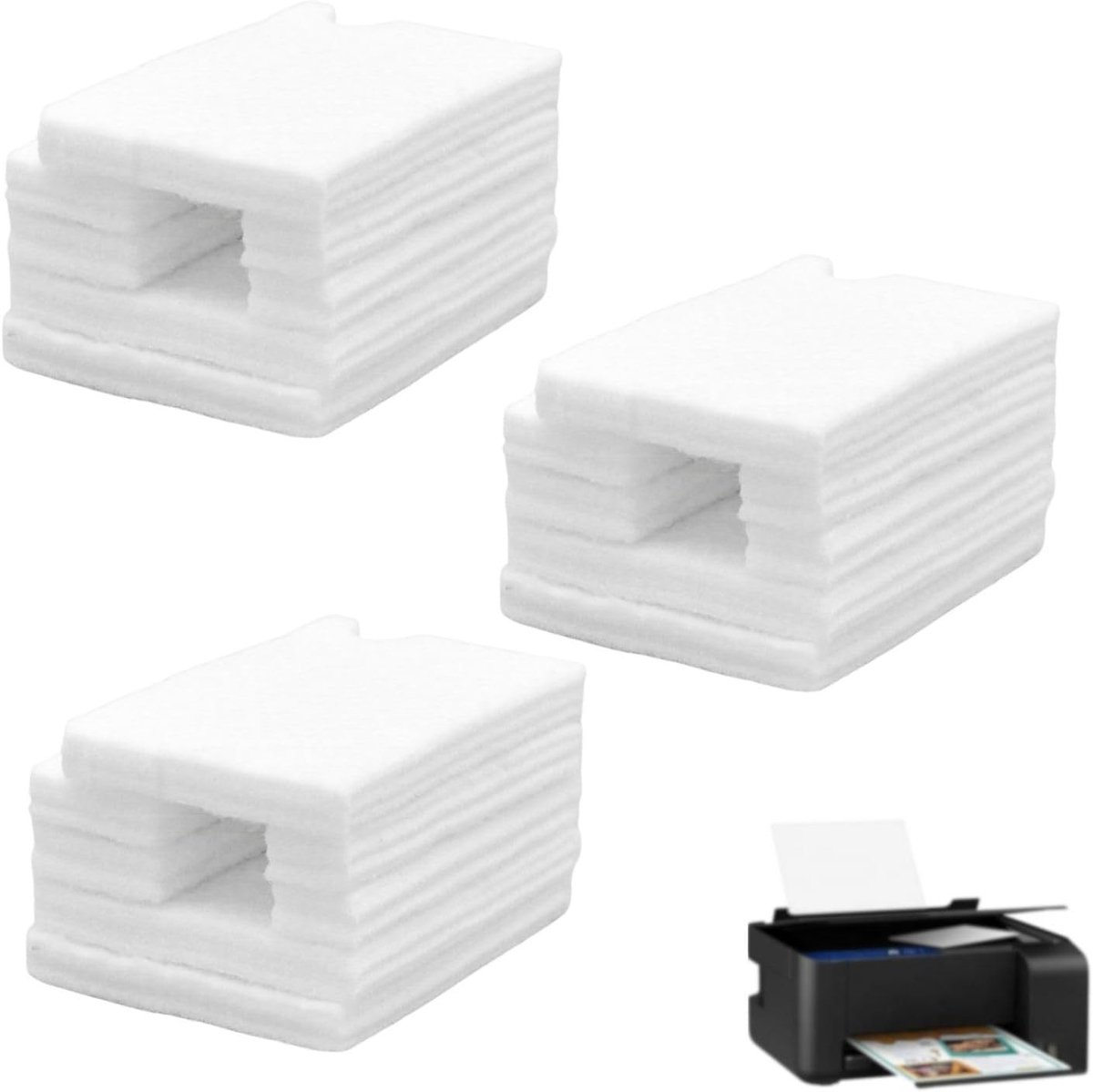 3 Packs Afvalinkt Pad voor EcoTank Printers – Geschikte Spons Pads voor ET-2800, ET-2803, ET-2820, ET-4700, ET-4800, ET-2710 Series, Ondersteuning voor Printkwaliteit en Onderhoud