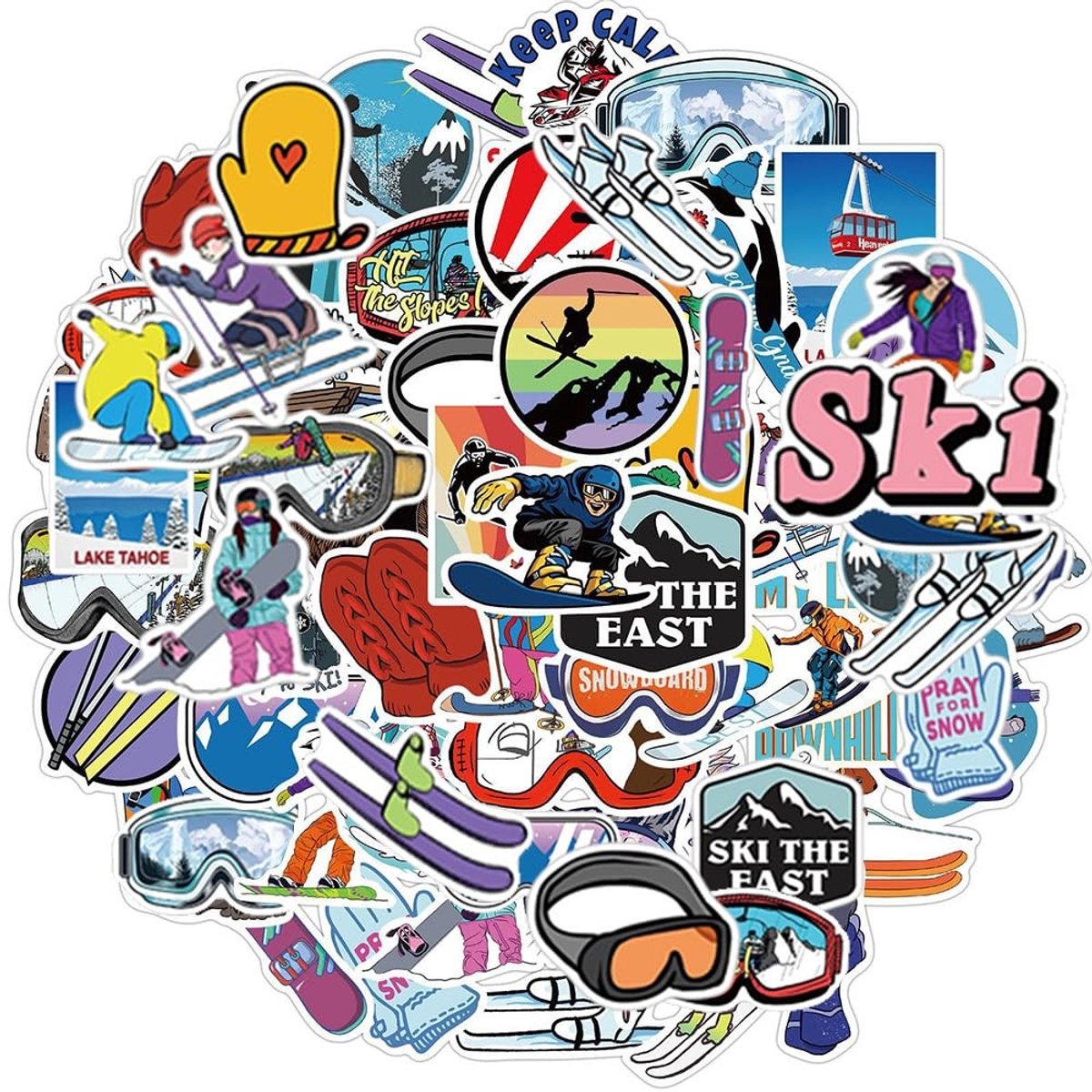Elzusha - Set van 50 Winter Ski Sport Stickers
