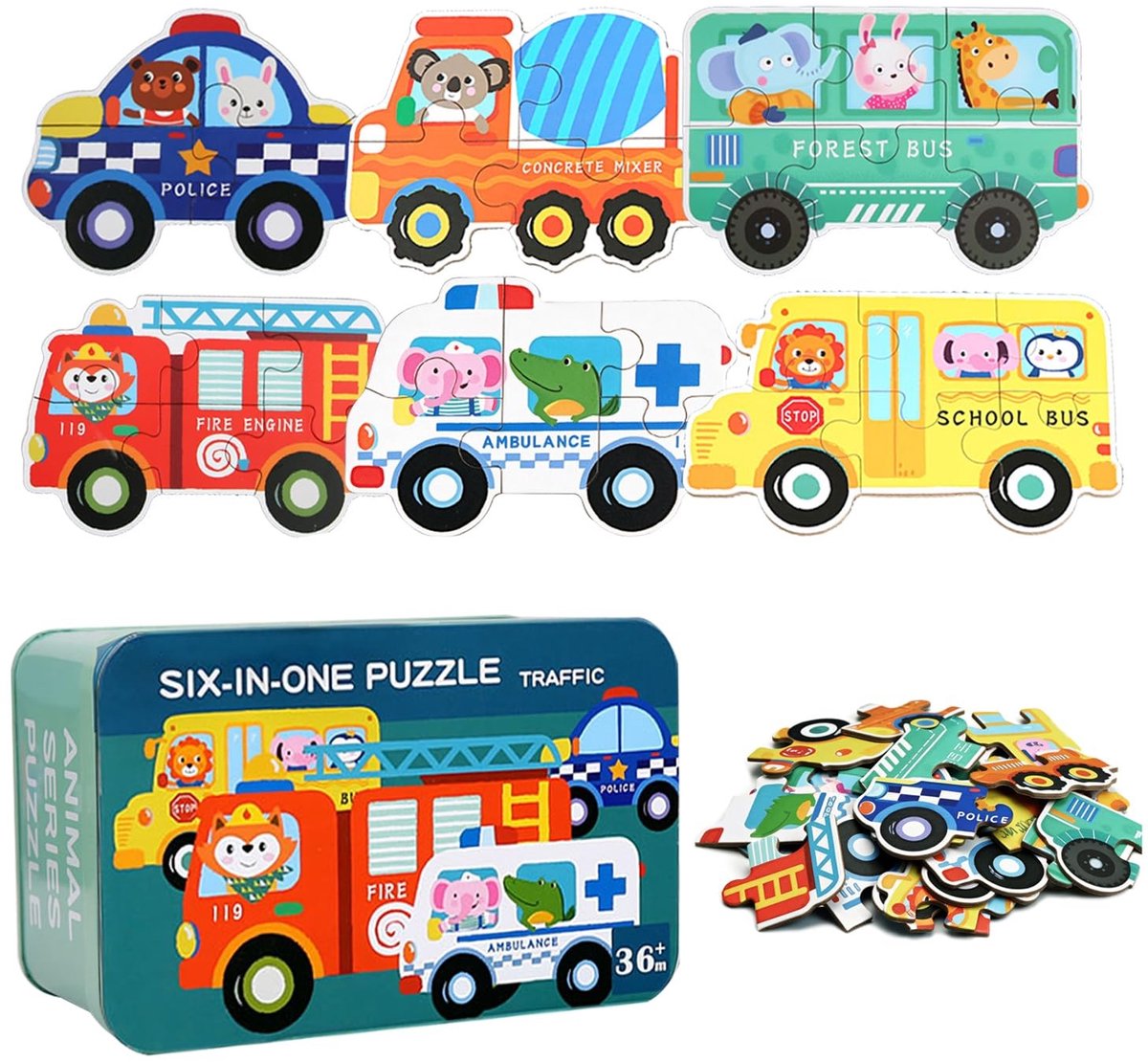 Elzusha - Houten Montessori Puzzels voor Kinderen van 2-5 Jaar