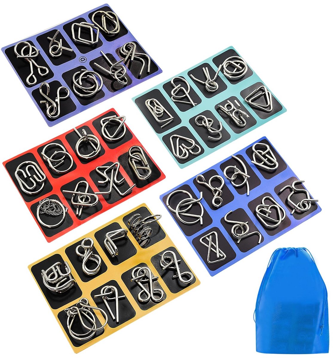 Elzusha- Puzzel 40 Stuks - Metalen Puzzel - IQ Test - Educatief Speelgoed - Brain Teaser - Veiligheidswaarschuwing - Breinbreker