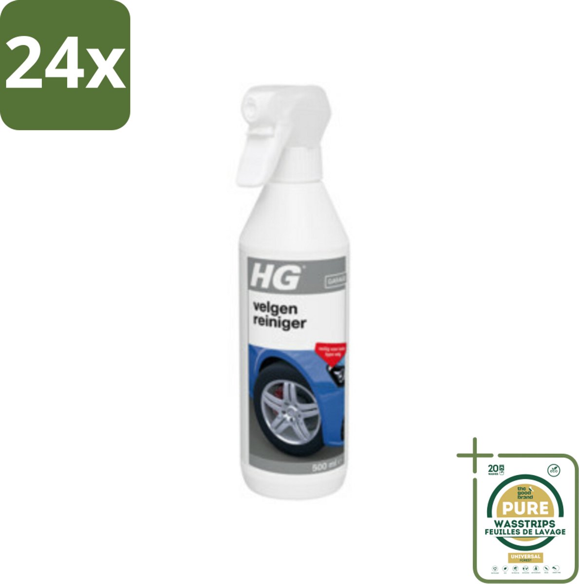 HG Velgen Reiniger 500 ml - Voordeelverpakking - 24 stuks - Remvloeistof verwijderen - Vuil verwijderen