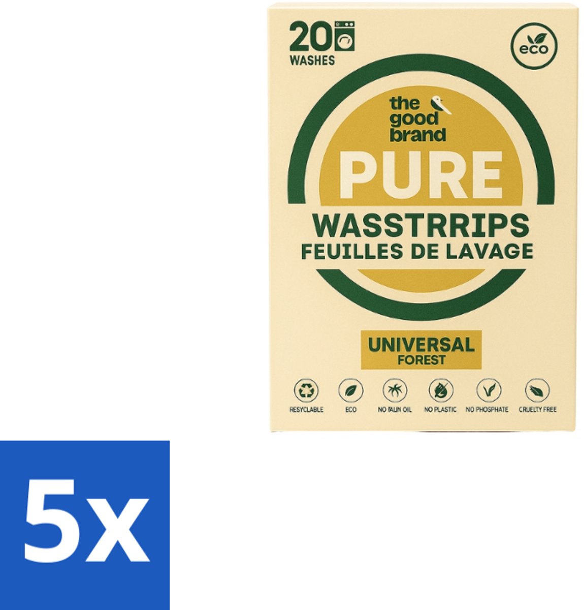 The Good Brand - Wasstrips - Forest - 20 wasbeurten - Bulkverpakking - 5 stuks