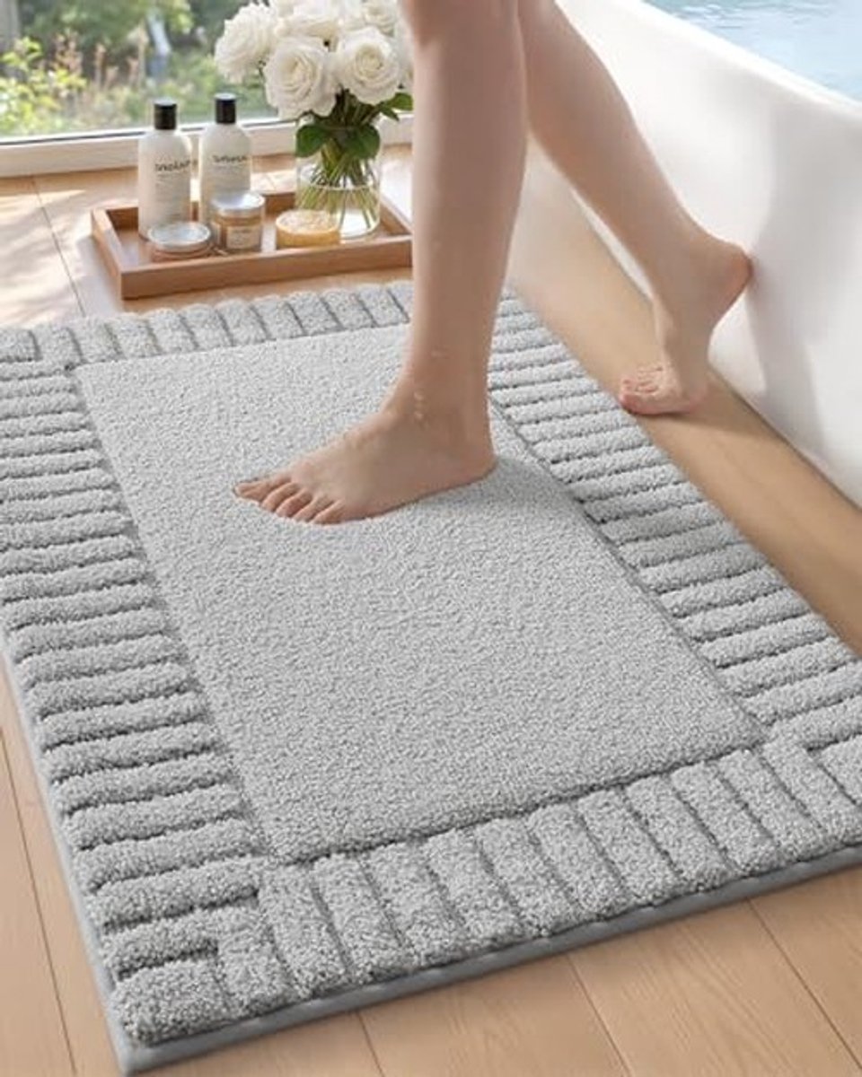 Elzusha - Antislip Badmat - Lichtgrijs 60x90cm