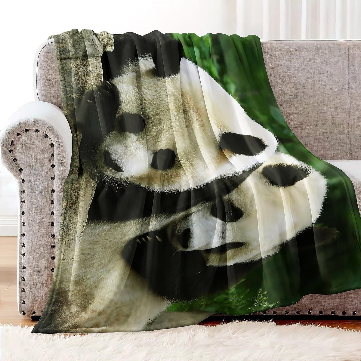 Elzusha - Soft Fleece Blanket - Gepersonaliseerde Panda Deken 150 x 200 cm voor Bed of Sofa