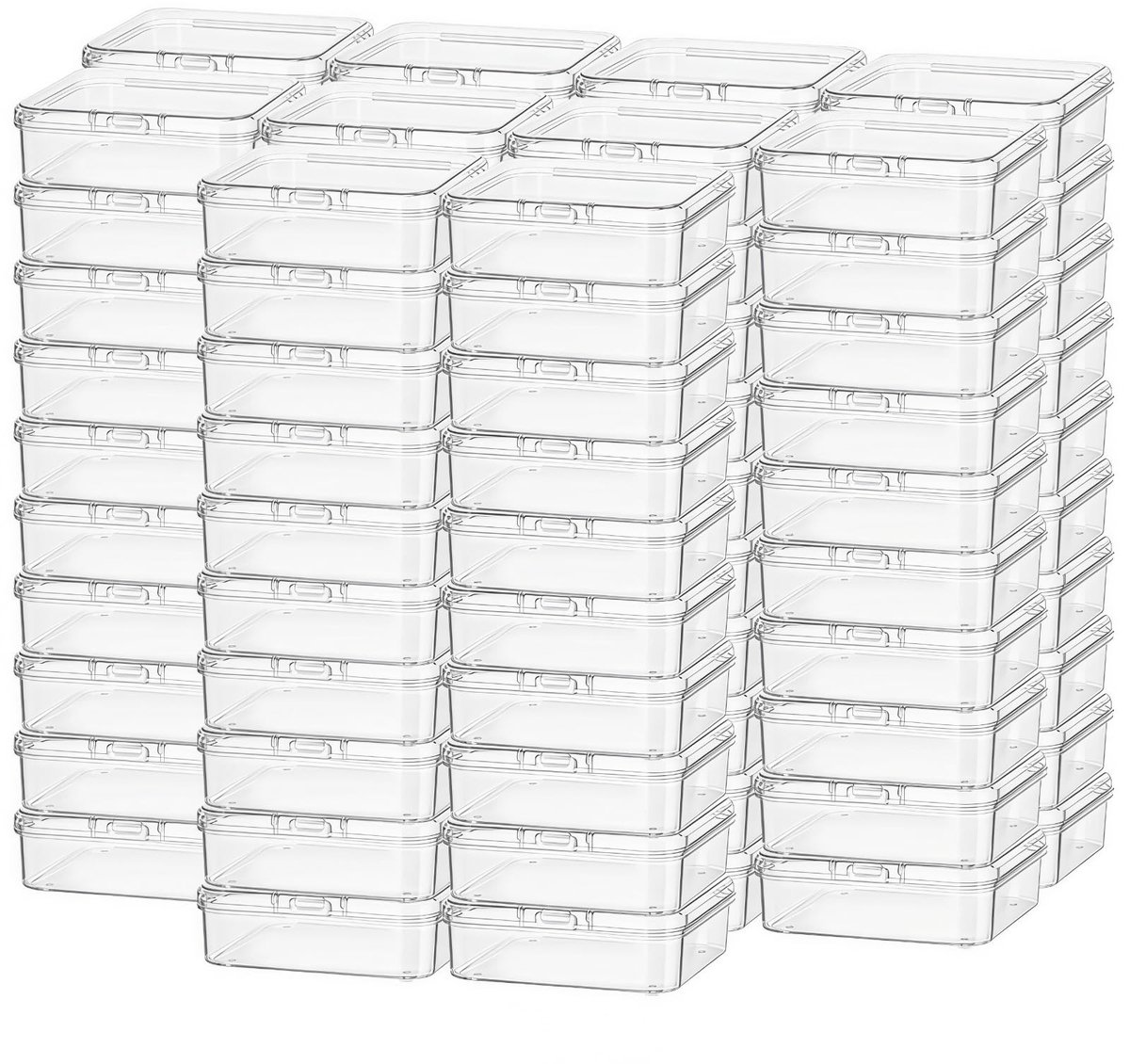 Elzusha - 100 Stuks Mini Plastic Opbergdozen met Scharniereksel