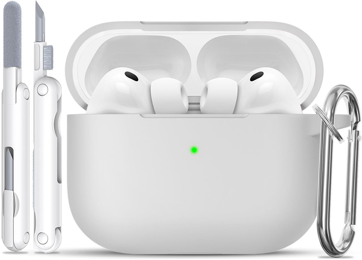 Elzusha - Silicone Hoes voor AirPods Pro 3 met Sleutelhanger A3-Grijs