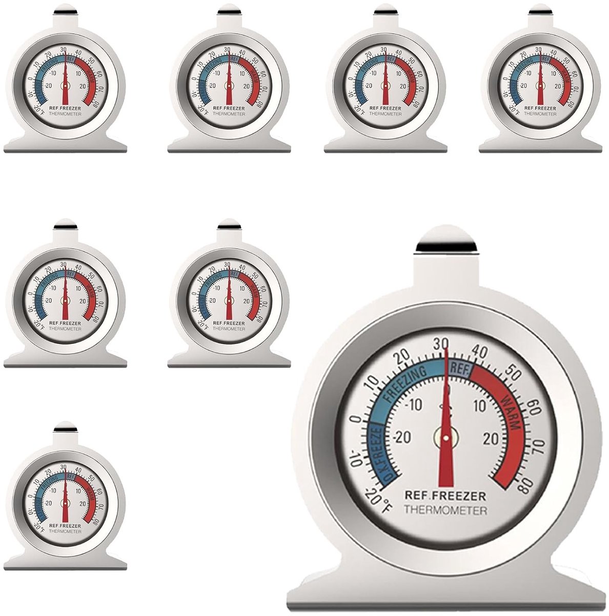 Analoge Thermometers voor Koelkasten en Vriezers - Set van 8 Stuks voor Nauwkeurige Temperatuurmeting in Koude Opslag