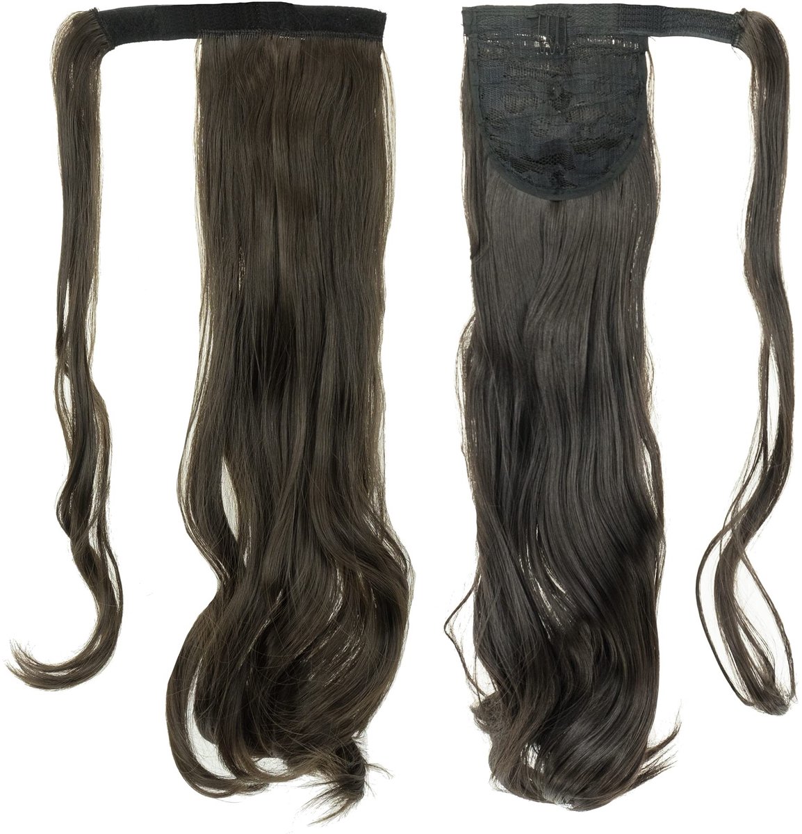 Elzusha - Lange Krullende Ponytail Haarverlenging - Gemakkelijke Clip-in - Bruin