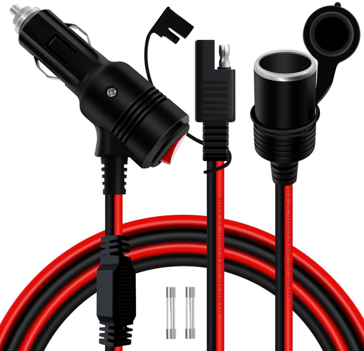 Solidchoice - Sigarettenaansteker Splitter met Schakelaar 14 AWG 3m