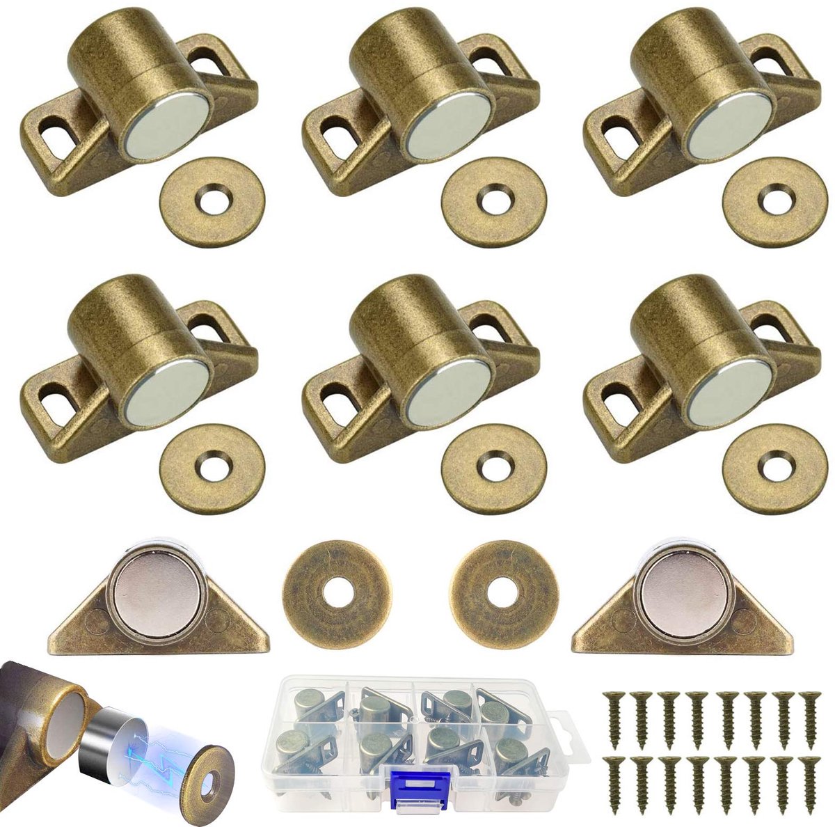 Solidchoice - Set van 8 Sterke Deurmagneten - Zinklegering voor Kastdeuren met 24 Schroeven