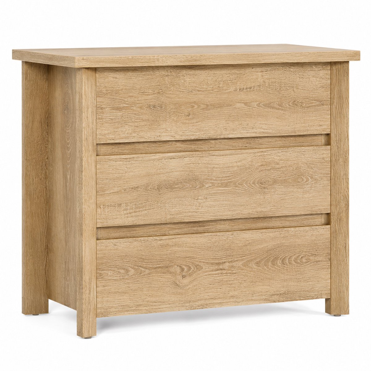 DMG Supply Nachtkastje Breed - 3 Laden - 80 x 45 x 67 cm - Lichtbruin - Bewerkt Hout
