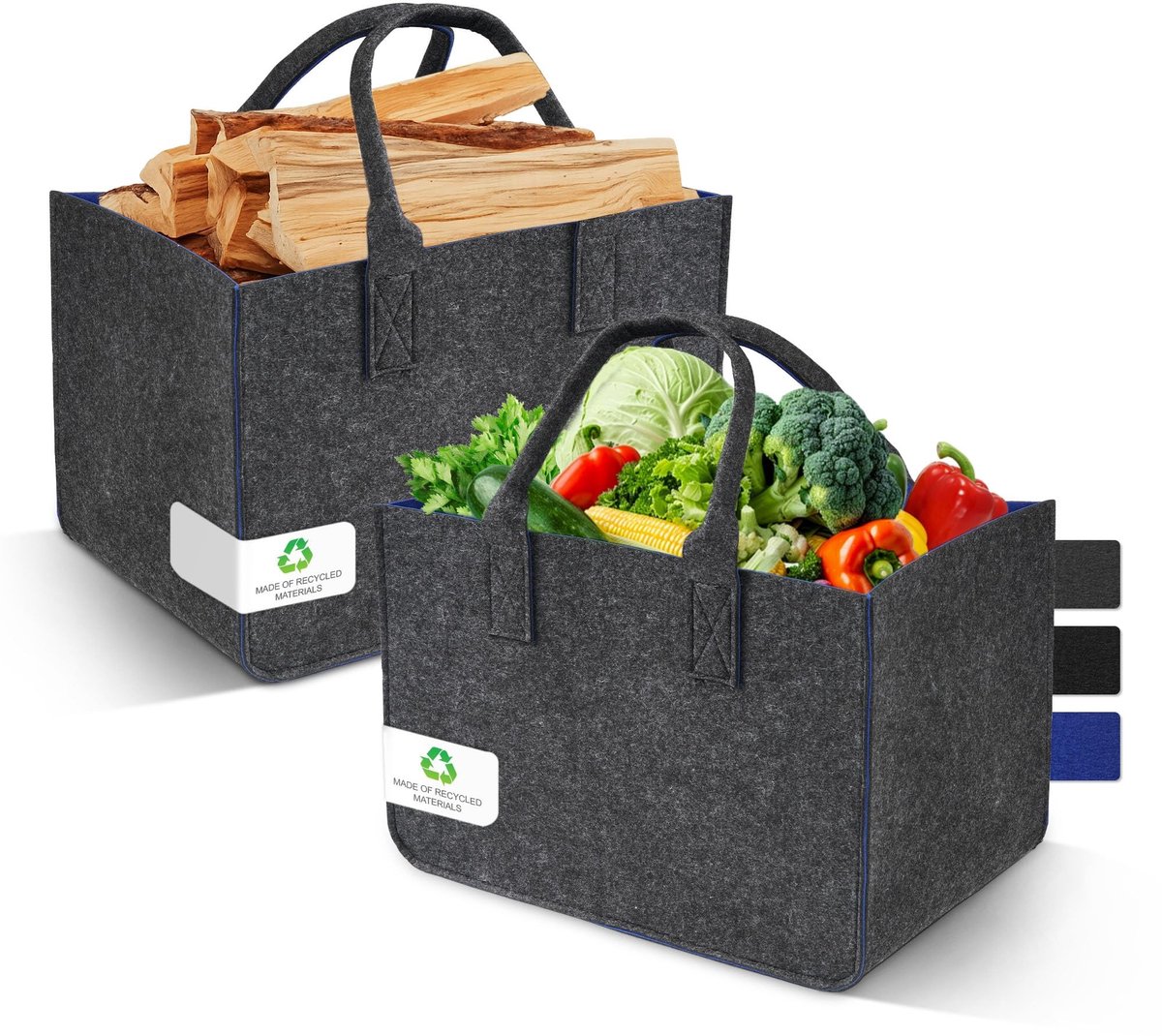 Solidchoice - XXL Vilt Winkelmand 30 Liter Set van 2