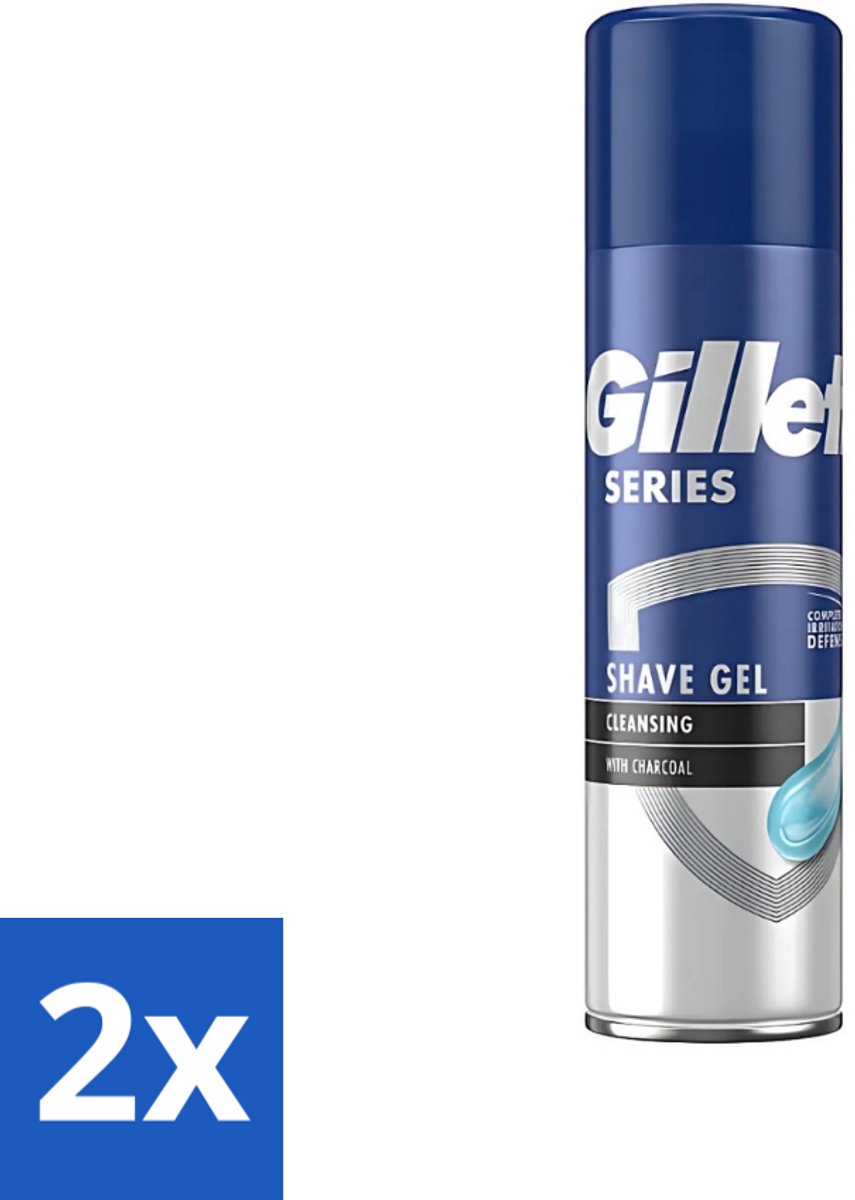 Gillette Series - Scheergel - Cleansing - Charcoal - Verfrissend en reinigend - 200 ml - Voordeelverpakking - 2 stuks