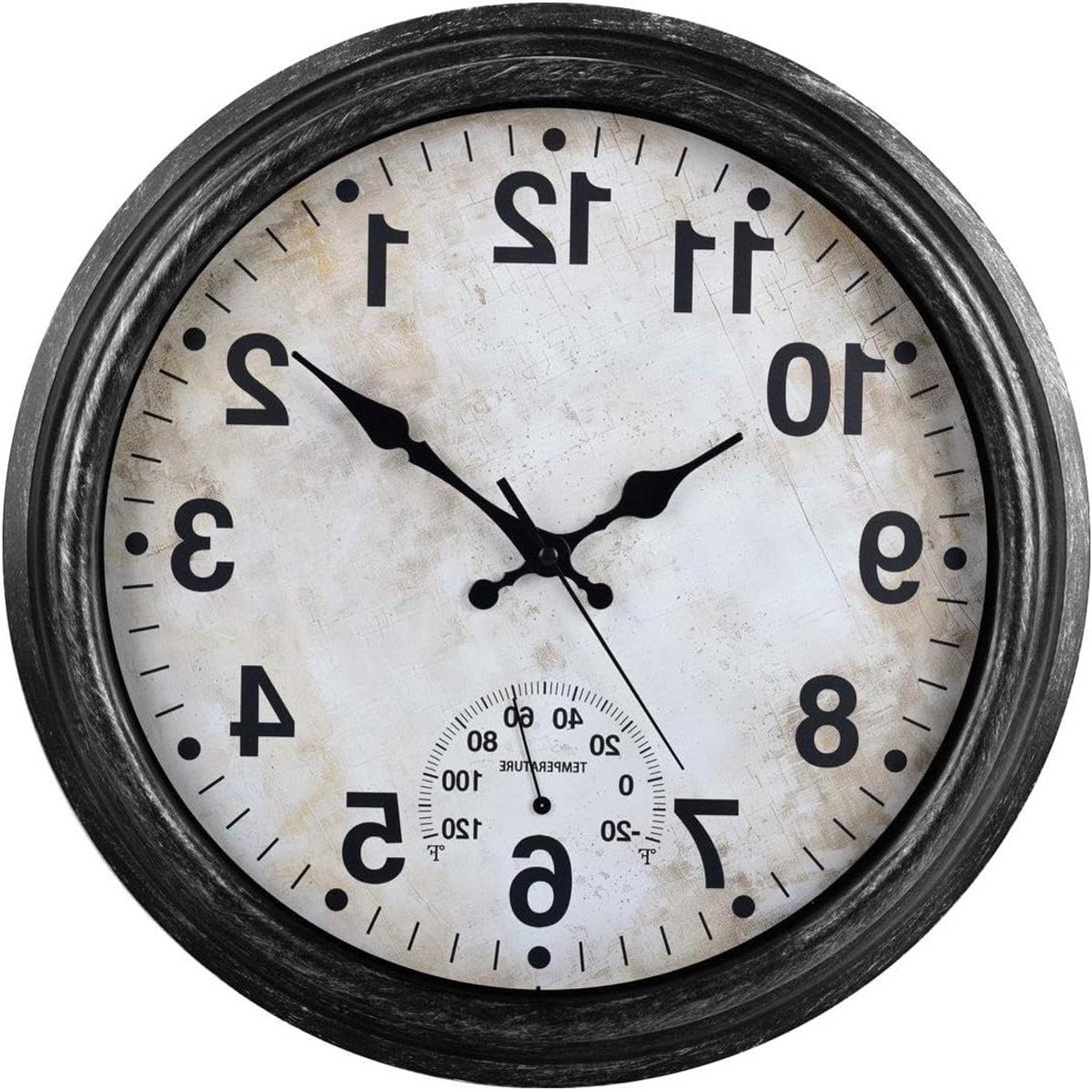 Wandklok - Klok Buiten - Tijd Weergeven - Met Thermometer - 40cm - Zwart/Wit