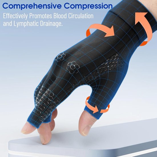 Verwarmende compressiehandschoenen voor artritis, vingerondersteuning en ergonomisch ontwerp voor dagelijks gebruik, slapen en sporten — afbeelding 5