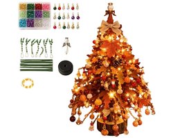 Herfst Kralen Set - Kerstboom Kralenset - Kerstboomset - Mini kerstboom - Kralenset - met lichtslinger - Knutselset met kralen - Kerstboomset met kralen - Feestelijke decoraties - Decoratieve hangers - voor Herfst, woonkamers, bureaus