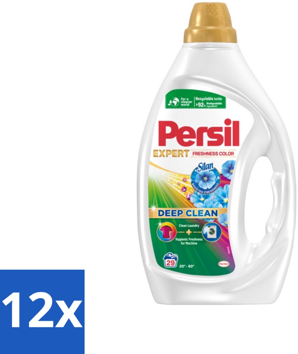 12 x Persil Wasmiddel Gel 29 Wasbeurten Gekleurde was Freshness by Silan 1,305 liter - Wasmiddel - Persil - Gekleurde Was - Wasverzachter - Vlekkenverwijderaar