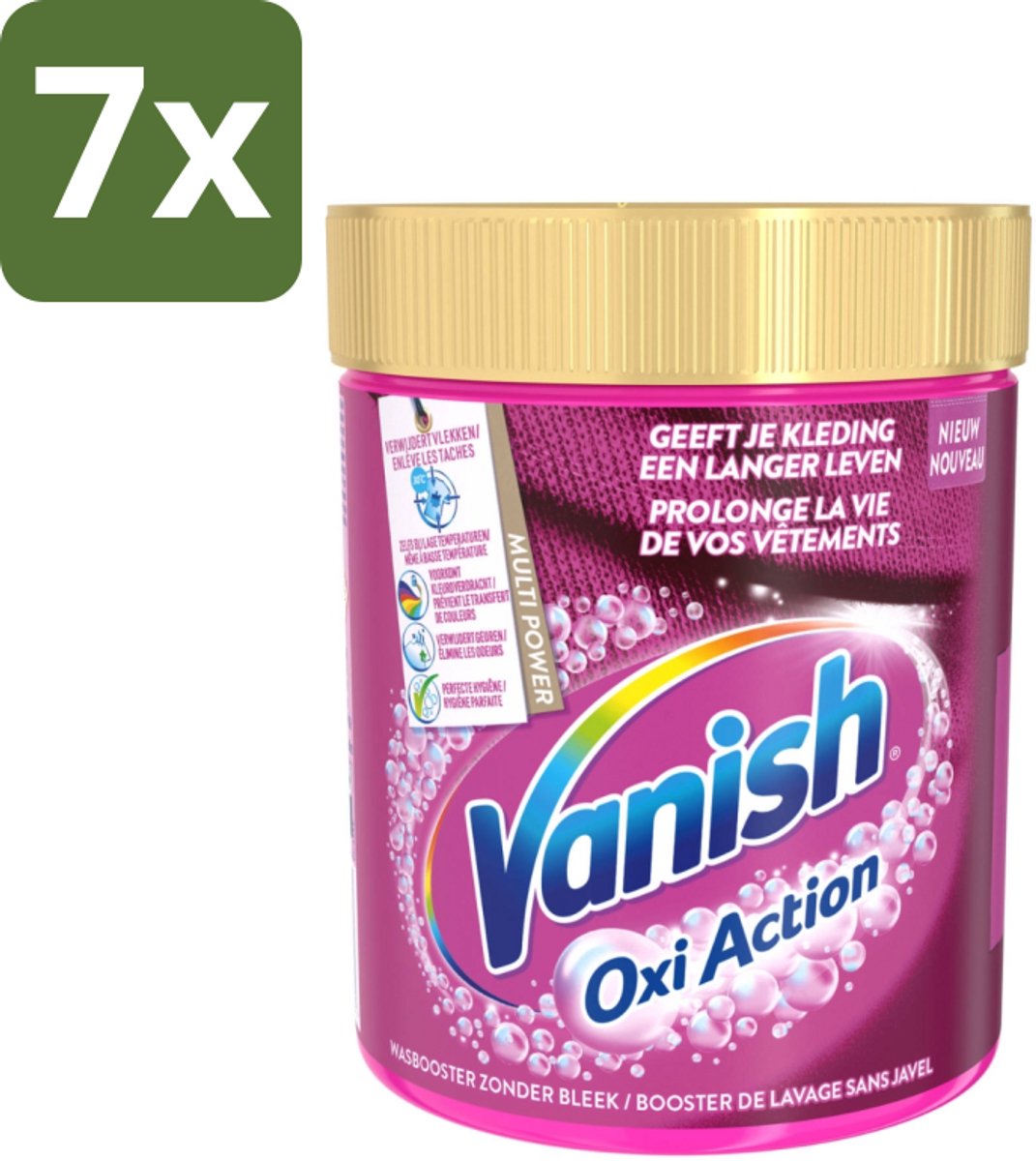 7 x Vanish Oxi Action - Vlekkenverwijderaar - Wasbooster - Zonder Bleek - Gekleurde Was - 550 Gram - Vlekkenverwijderaar - Wasbooster - Kleurbehoud - Geurneutraliseren - Bleekvrije Was