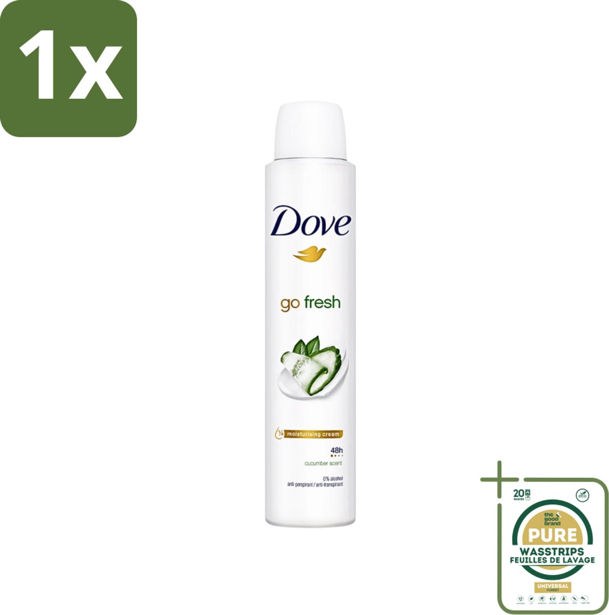 1 x Dove Go Fresh - Deospray - Groene Thee & Komkommer - 200 ml- Dove Go Fresh Deospray Groene Thee & Komkommer - Frisheid - Transpiratie Bescherming - Geur - Oksel Crème
