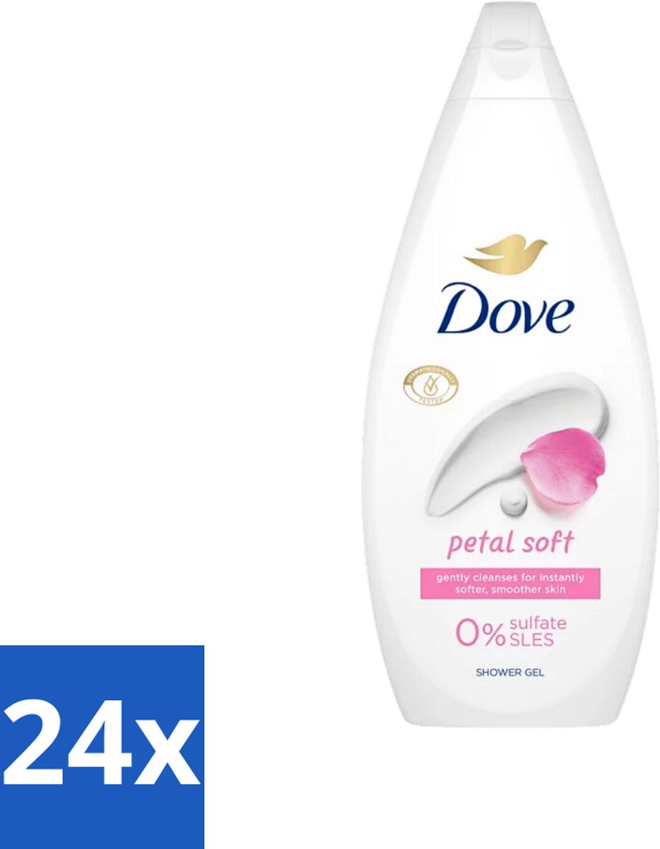 24 x Dove Petal Soft - Douchegel - Sulfaatvrij - 250 ml - Dove - Douchegel - Zachte Reiniging - Hydraterend - Sulfaatvrij