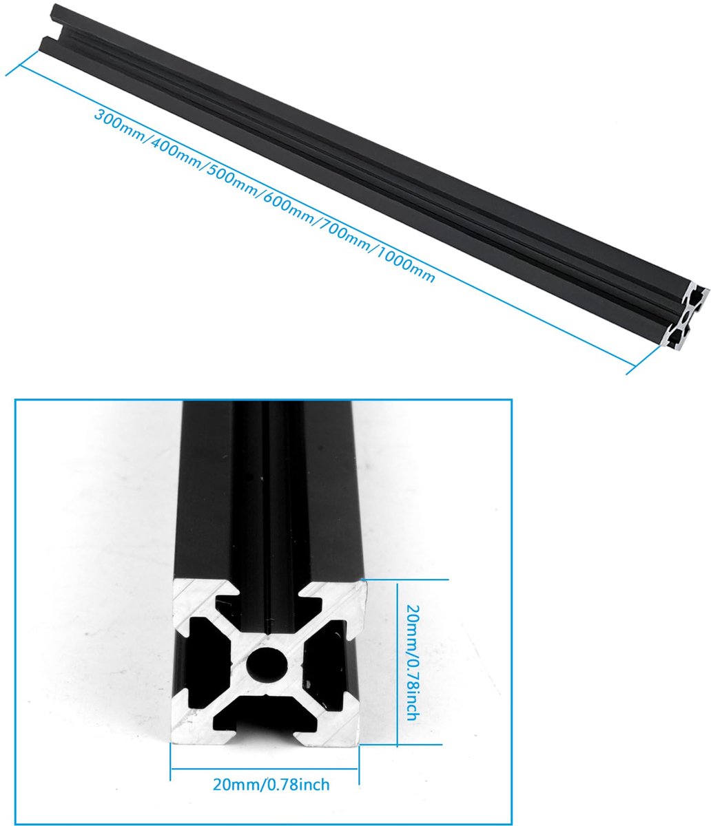iYueMps 4 stuks 300mm 2020V Type Zwart Europese Standaard Geanodiseerd Lineair Rail Aluminium Profiel Extrusie voor - ShopVlot