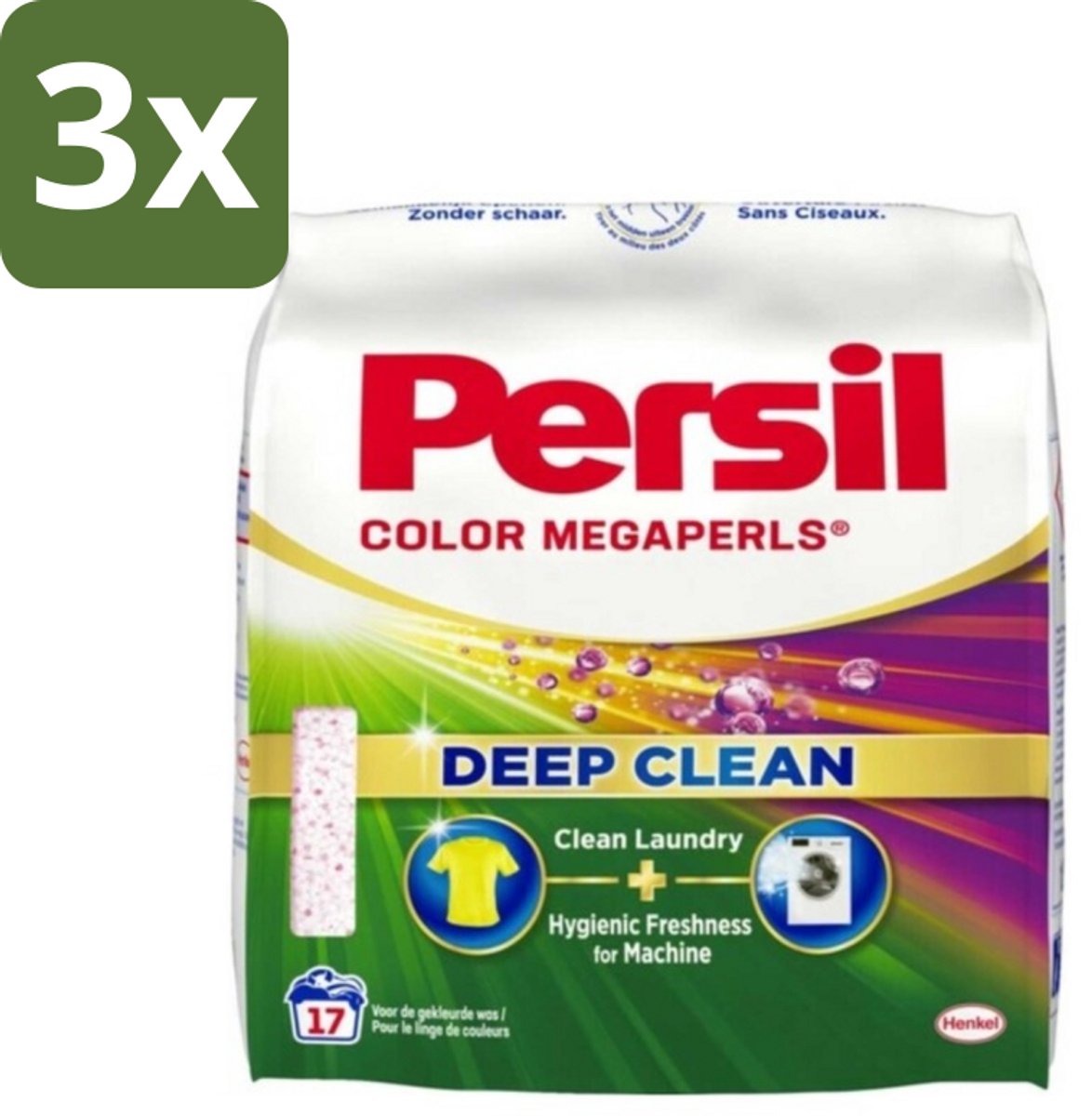 3 x Persil Waspoeder Megaperls Color 17 Wasbeurten 1,02 kg - Waspoeder - Wasbeurt - Kleurbehoud - Vlekverwijdering - Frisheid
