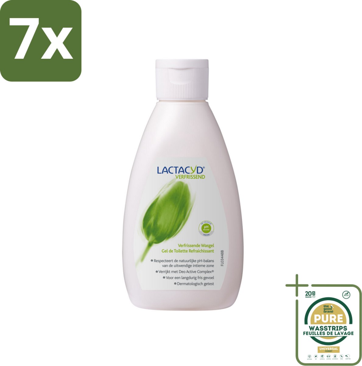 7 x Lactacyd – Verfrissende Wasgel - 200 m - Grootverpakking - Intieme Wasgel - Melkzuur - Menthol - Deo Active Complex - Frisheid
