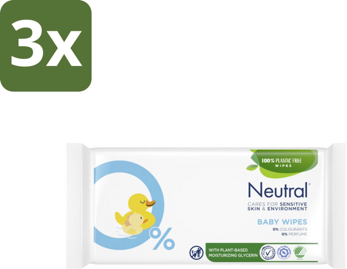 3 x Neutral Billendoekjes 52 doekjes - Baby Billetje Reinigen - Baby Handje Reinigen - Hypoallergene Doekjes - Zachte Doekjes - Veilige Baby Verzorging