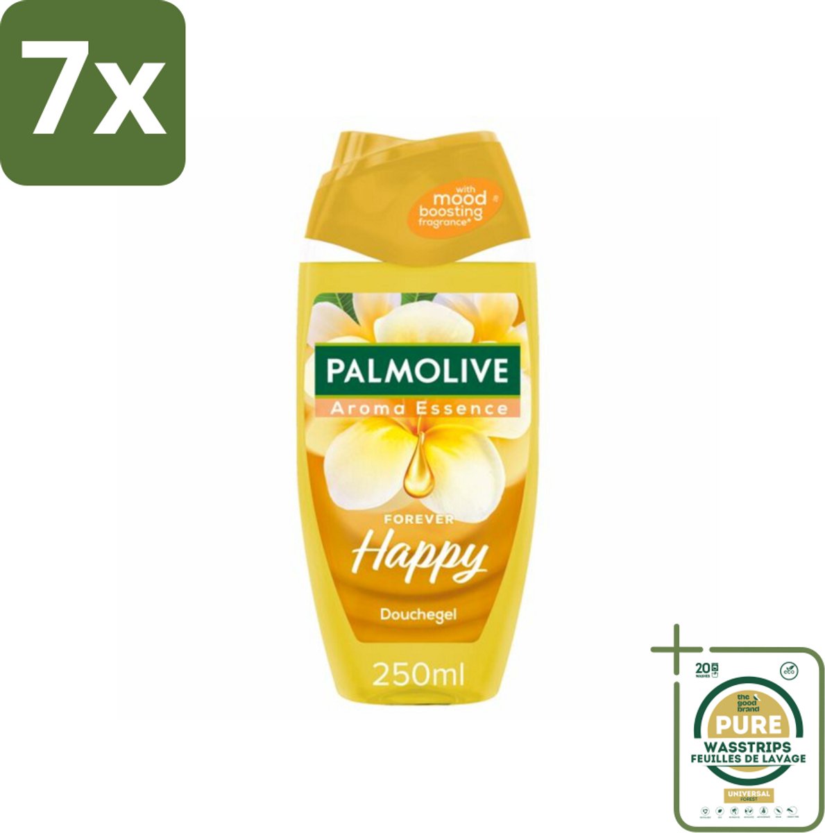 7 x Palmolive Douchegel Aroma Essence Forever Happy 250 ml - Grootverpakking - Douchegel - Frangipani - Neroli - Geur - Reiniging