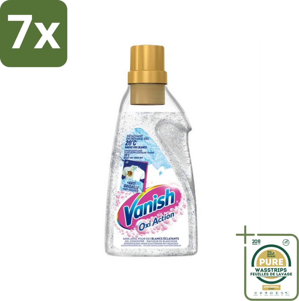 7 x Vanish Oxi Action - Vlekkenverwijderaar Gel - Zonder Bleek - Witte Was - 15 Wasbeurten - Grootverpakking - Wit Was - Vlekkenverwijderaar - Bleekvrije Was - Witte Was - Wasbeurt