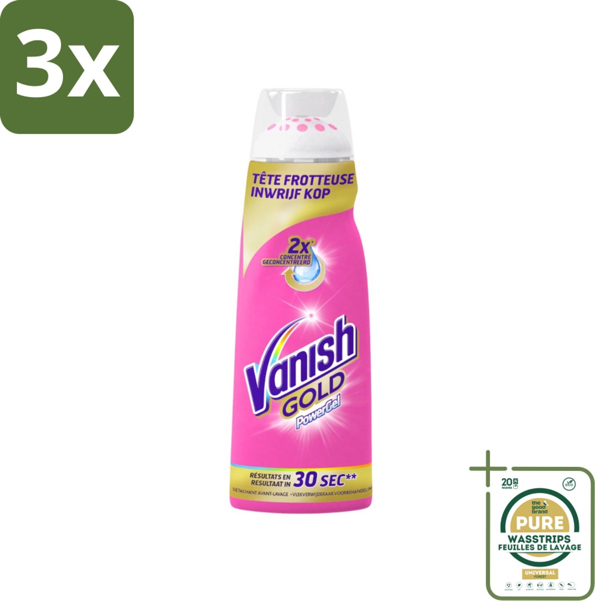 3 x Vanish Gold - Vlekkenverwijderaar Gel - Voorbehandeling - Gekleurde Was - 200 ml - Grootverpakking - Vlekverwijderaar - Was - Vlekken - Voorbehandeling - Wasmachine
