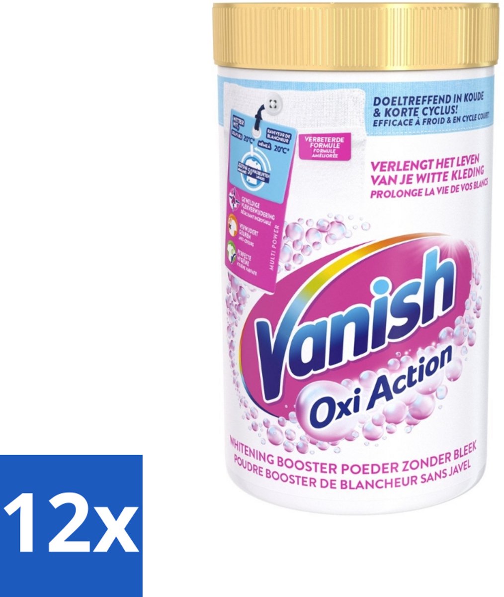 12 x Vanish Oxi Action - Vlekkenverwijderaar Poeder - Zonder Bleek - Witte Was - 1.5 Kg - Vlekkenverwijderaar - Witwas - Wasverzachter - Vlekken Verwijderen - Witwasmiddel
