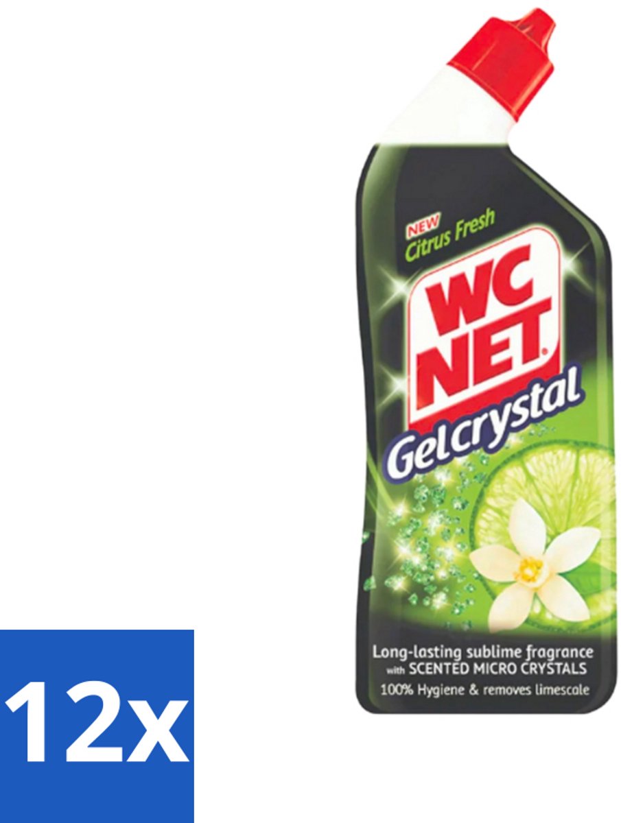 12 x WC Net - Toiletreiniger - Gel - Citrusgeur - Ontkalkt - 750ml - Toiletreiniger - Toiletgel - Citrusgeur - Ontkalkt - Kalkaanslag