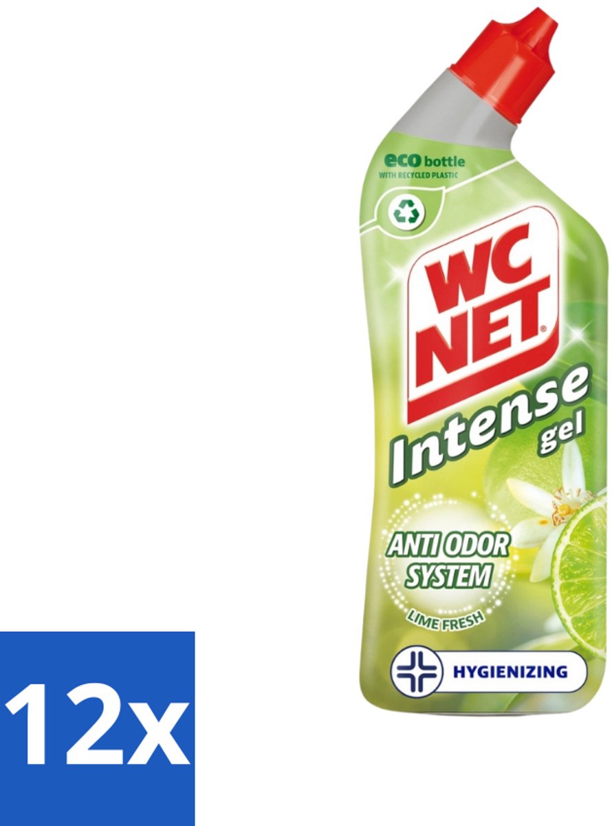 12 x WC Net - Toiletreiniger - Gel - Met Limoen- 750 ml - Toilet Schoonmaak - Toilet Reiniger - Wc Gel - Limoen Geur - Anti-geur